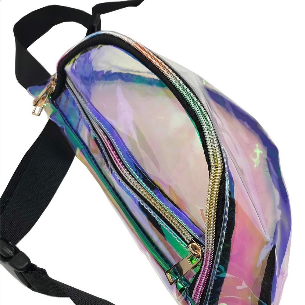 Fanny Pack Polyurethane Mini Bag w Rainbow Shine - Picture 4 of 4